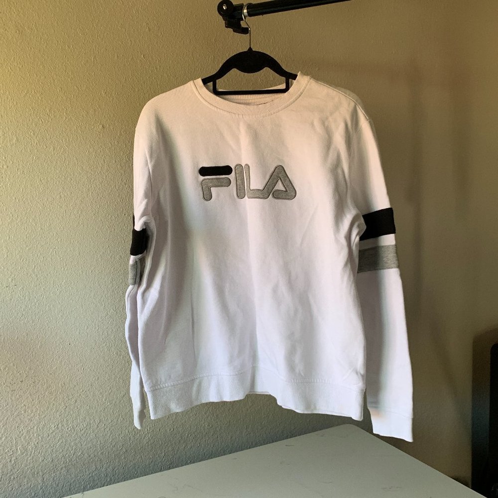 FILA Womens White Crewneck Varsity Sweater Size XL